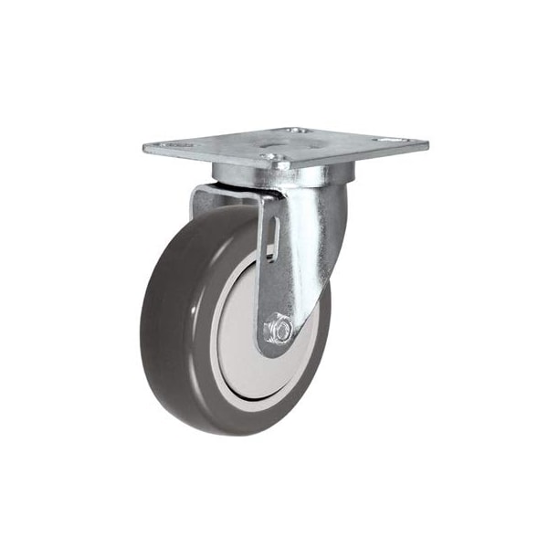 4"x1-1/4" Swivel Caster, Gray Polyurethane ON POLYOLEFIN CORE Wheel